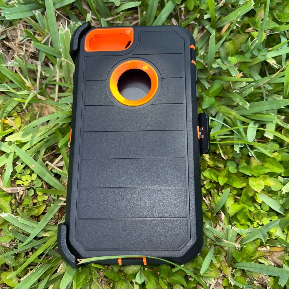 Rugged Black and Orange Phone Case /iPhone 8 plus